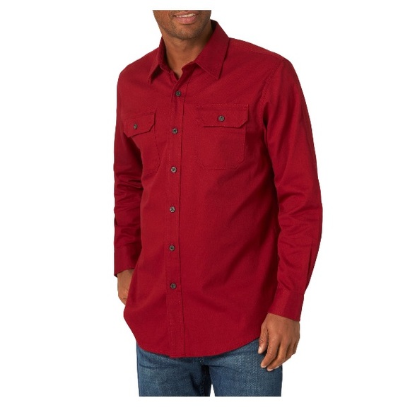 wrangler men's comfort flex twill long sleeve shirt